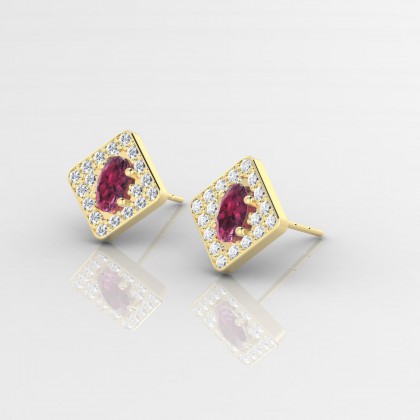 Leni Boucles d'oreilles Grenat en Or jaune 18k