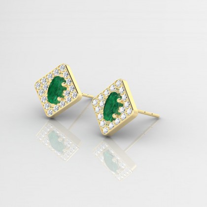 Leni Boucles d'oreilles Emeraude en Or jaune 18k