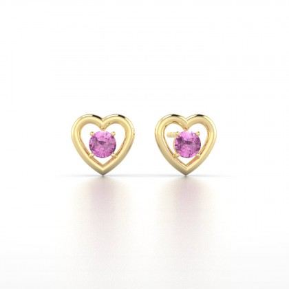 Lina Boucles d'oreilles Saphir rose en Or jaune 18k