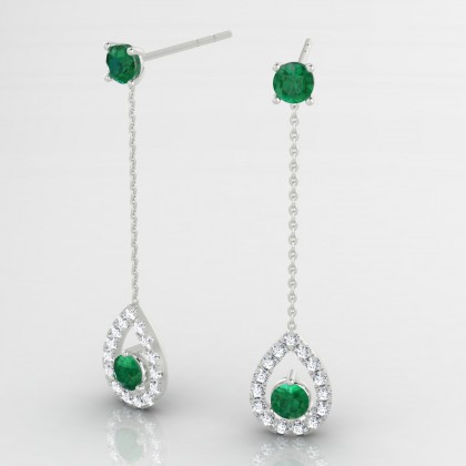 Liz Boucles d'oreilles Emeraude en Or blanc 18k