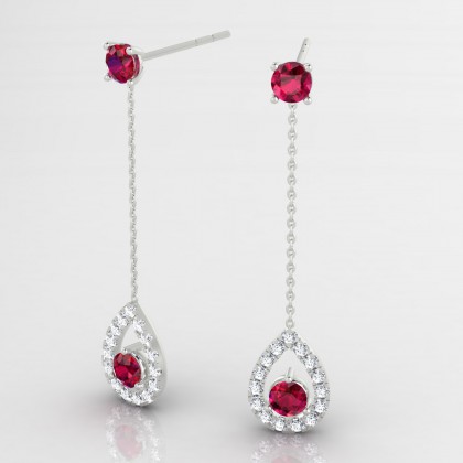 Liz Boucles d'oreilles Rubis en Or blanc 18k