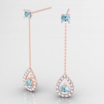 Liz Boucles d'oreilles Aigue-marine en Or rose 18k