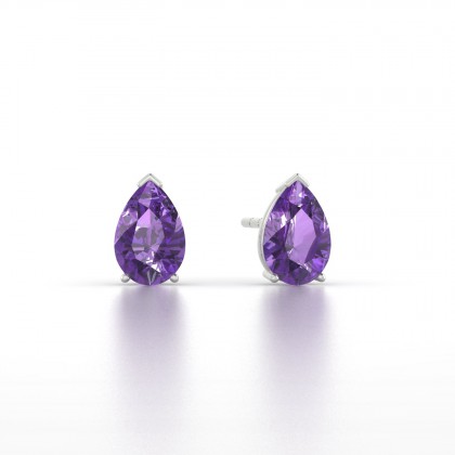 Louise Boucles d'oreilles Améthyste en Or blanc 18k
