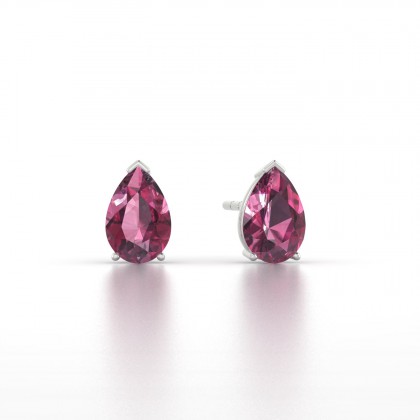 Louise Boucles d'oreilles Grenat en Or blanc 18k