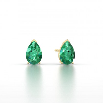 Louise Boucles d'oreilles Emeraude en Or jaune 18k