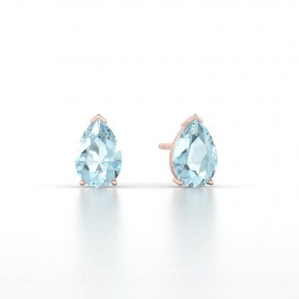 Louise Boucles d'oreilles Aigue-marine en Or rose 18k