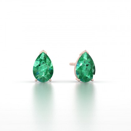 Louise Boucles d'oreilles Emeraude en Or rose 18k