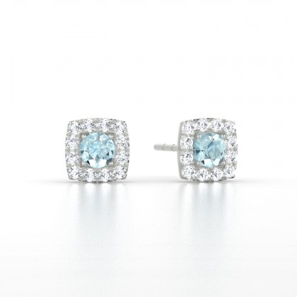 Luce Boucles d'oreilles Aigue-marine en Argent 925