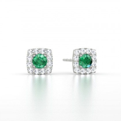 Luce Boucles d'oreilles Emeraude en Or blanc 18k