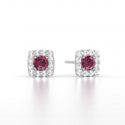 Luce Boucles d'oreilles Grenat en Or blanc 18k