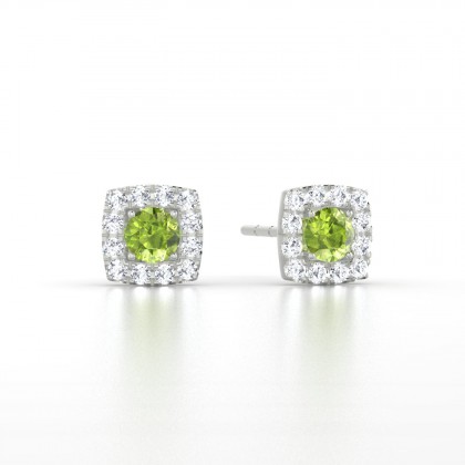 Luce Boucles d'oreilles Péridot en Or blanc