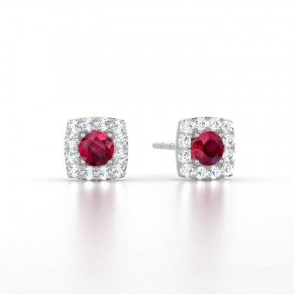 Luce Boucles d'oreilles Rubis en Or blanc 18k