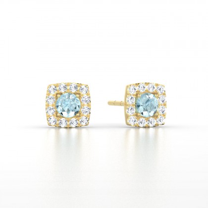 Luce Boucles d'oreilles Aigue-marine en Or jaune 18k