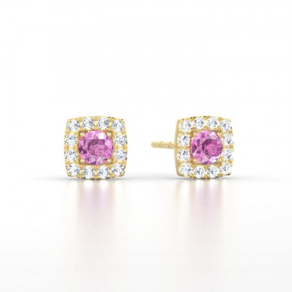 Luce Boucles d'oreilles Saphir rose en Or jaune 18k