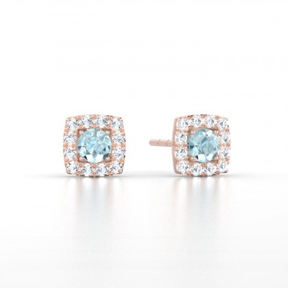 Luce Boucles d'oreilles Aigue-marine en Or rose 18k