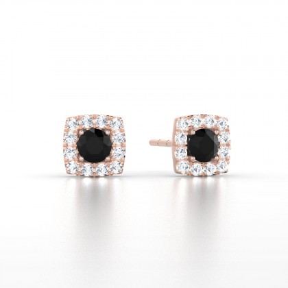 Luce Boucles d'oreilles Diamant noir en Or rose 18k