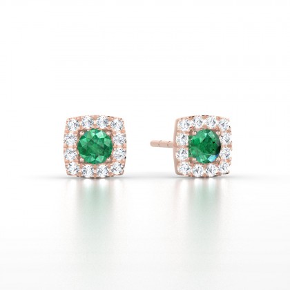 Luce Boucles d'oreilles Emeraude en Or rose 18k