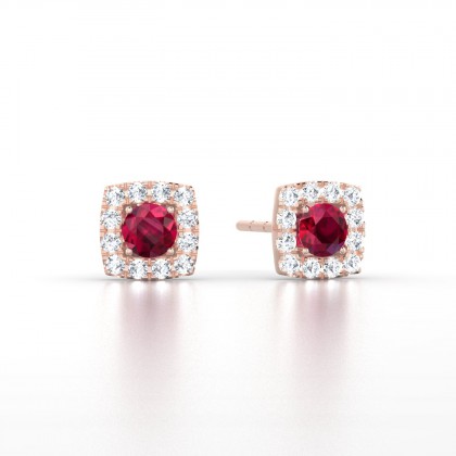 Luce Boucles d'oreilles Rubis en Or rose 18k