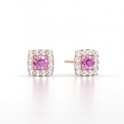 Luce Boucles d'oreilles Saphir rose en Or rose 18k