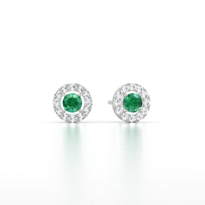Marie-Noëlle Boucles d'oreilles Emeraude en Or blanc 18k