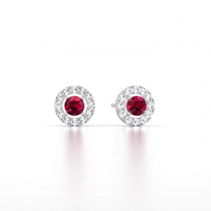 Marie-Noëlle Boucles d'oreilles Rubis en Or blanc 18k