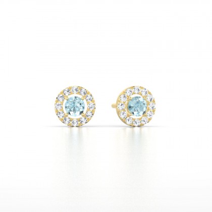 Marie-Noëlle Boucles d'oreilles Aigue-marine en Or jaune 18k