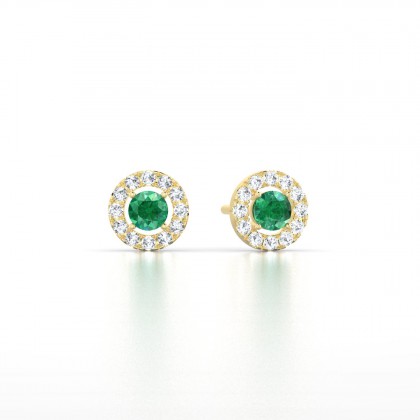 Marie-Noëlle Boucles d'oreilles Emeraude en Or jaune 18k
