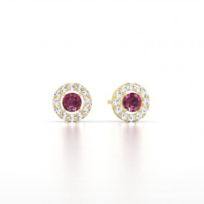 Marie-Noëlle Boucles d'oreilles Grenat en Or jaune 18k