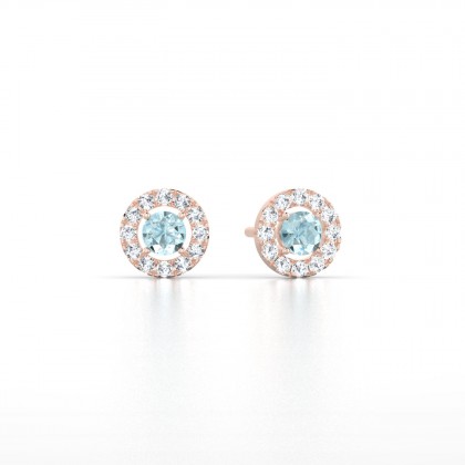 Marie-Noëlle Boucles d'oreilles Aigue-marine en Or rose 18k