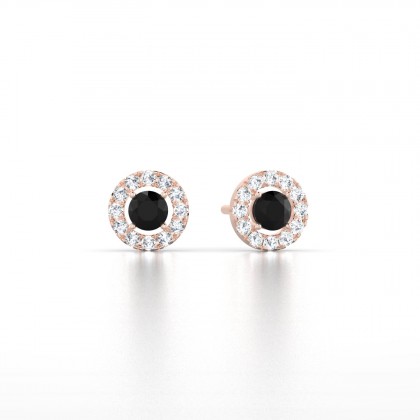 Marie-Noëlle Boucles d'oreilles Diamant noir en Or rose 18k