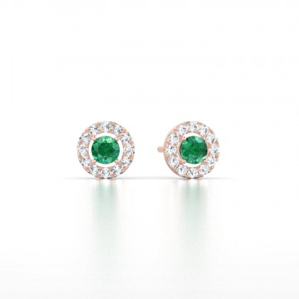 Marie-Noëlle Boucles d'oreilles Emeraude en Or rose 18k