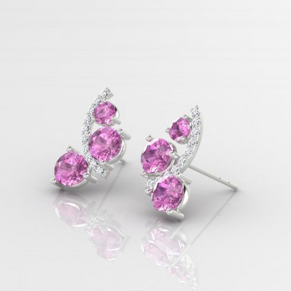 Mélonie Boucles d'oreilles Saphir rose en Argent 925