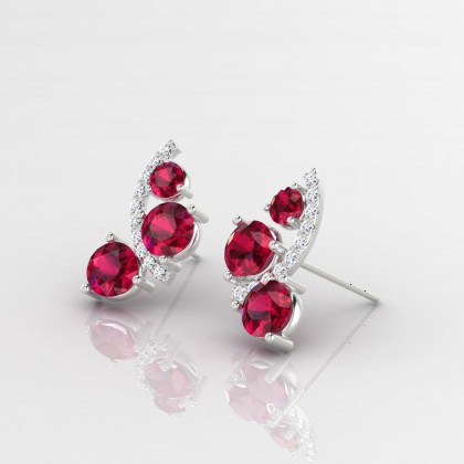 Mélonie Boucles d'oreilles Rubis en Or blanc 18k