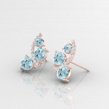 Mélonie Boucles d'oreilles Aigue-marine en Or rose 18k