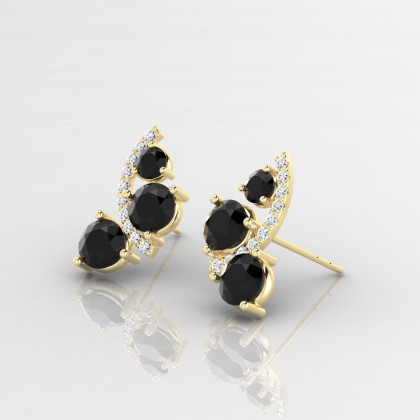 Mélonie Boucles d'oreilles Diamant noir en Or jaune 18k