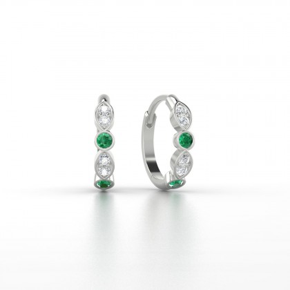 Aimée Boucles d'oreilles Emeraude en Or blanc 18k