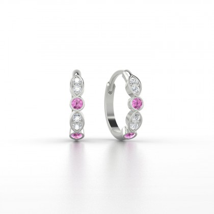 Aimée Boucles d'oreilles Saphir rose en Or blanc 18k