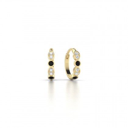 Aimée Boucles d'oreilles Diamant noir en Or jaune 18k
