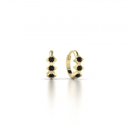 Louka Boucles d'oreilles Diamant noir en Or jaune 18k