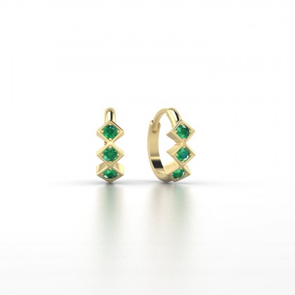 Louka Boucles d'oreilles Emeraude en Or jaune 18k