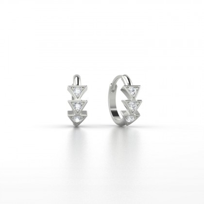 Ode Boucles d'oreilles mini créoles Diamant 0,03 carat en Or blanc