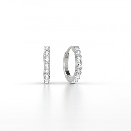 Radieuse Boucles d'oreilles mini créoles Diamant 0,08 carat en Or blanc 18k