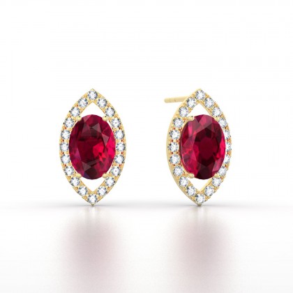 Mystique Boucles d'oreilles Rubis en Or jaune 18k