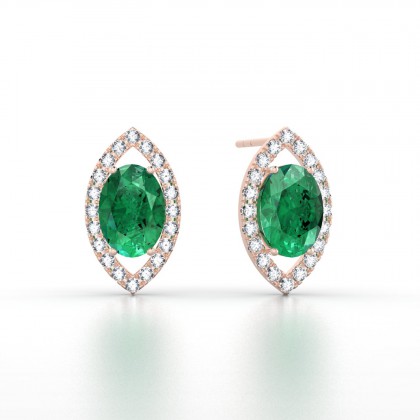 Mystique Boucles d'oreilles Emeraude en Or rose 18k