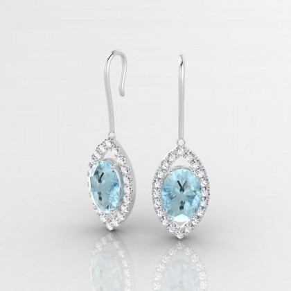 Mystique Pendante Boucles d'oreilles Aigue-marine en Or blanc 18k