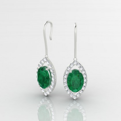 Mystique Pendante Boucles d'oreilles Emeraude en Or blanc 18k