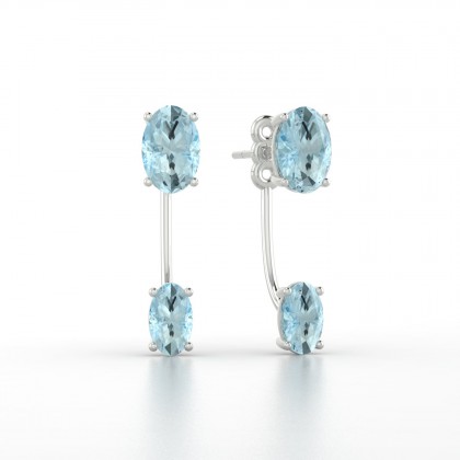 Nadine Boucles d'oreilles Aigue-marine en Or blanc 18k