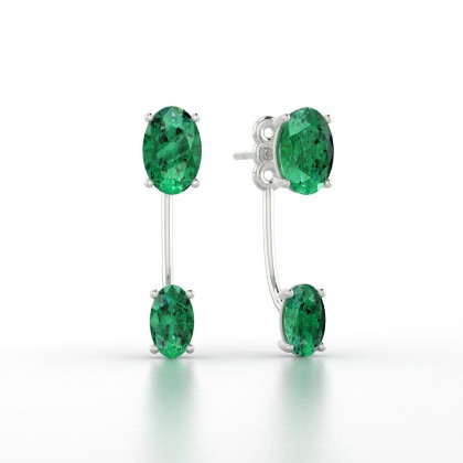 Nadine Boucles d'oreilles Emeraude en Or blanc 18k