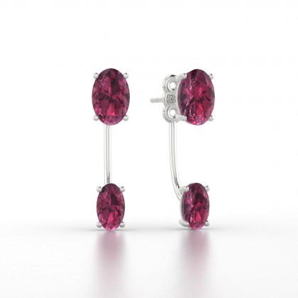 Nadine Boucles d'oreilles Grenat en Or blanc 18k