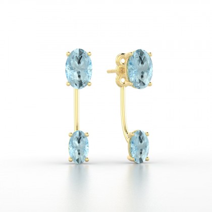 Nadine Boucles d'oreilles Aigue-marine en Or jaune 18k